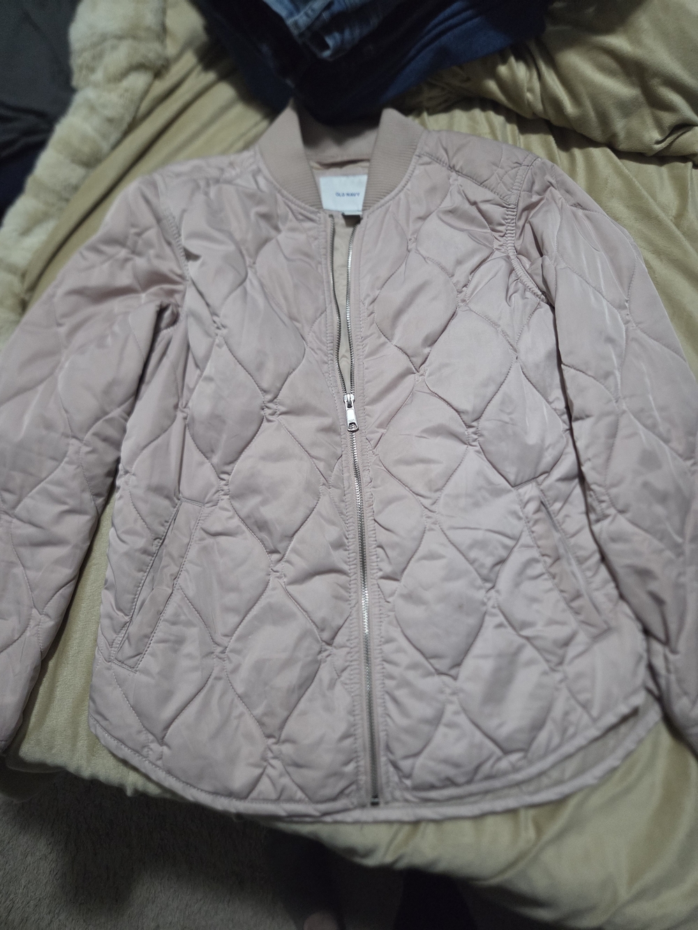 Old Navy Quilted Light Pink Bomber Jacket